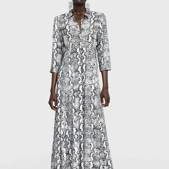 zara snake print shirt dress